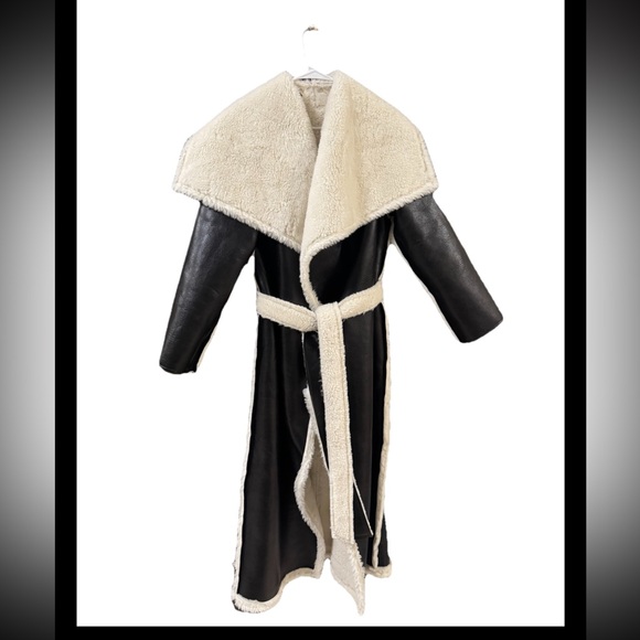 NAKED WARDROBE VEGAN LEATHER SHERPA COAT - Picture 6 of 8
